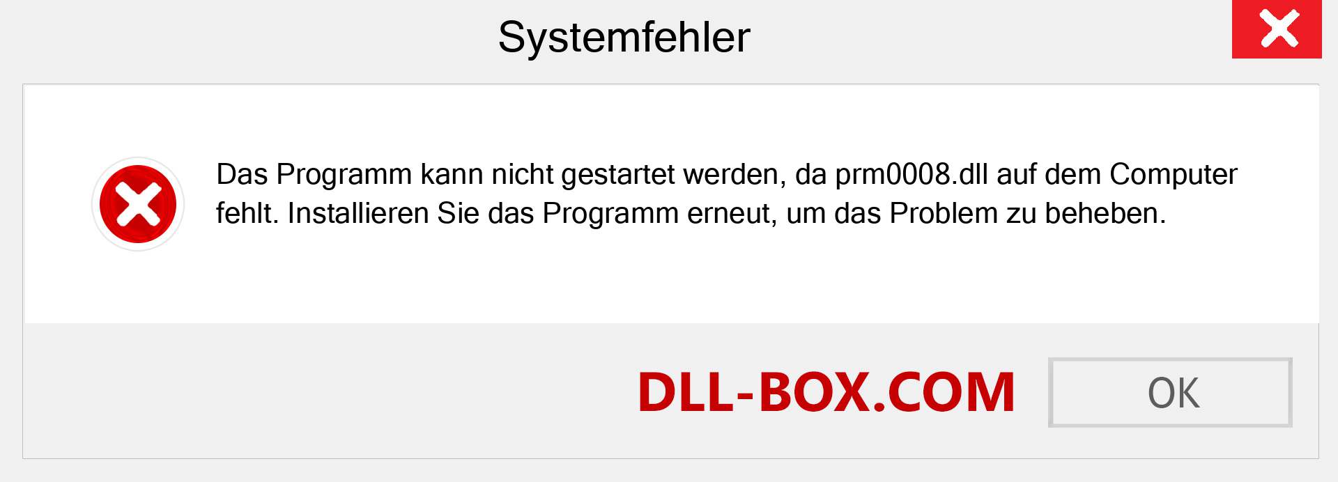 prm0008.dll-Datei fehlt?. Download für Windows 7, 8, 10 - Fix prm0008 dll Missing Error unter Windows, Fotos, Bildern